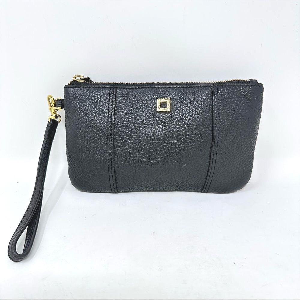 Lodis Pebbled Leather Wristlet‎ Black